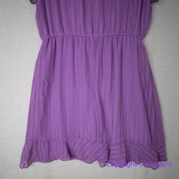 Hutch Anthropologie A Line Dress Pleated Short Sleeve V Neck Purple,‎ size XL - Picture 11 of 15